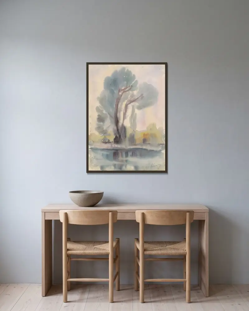 River Cove av Zolo Palugyay inramad på en vägg