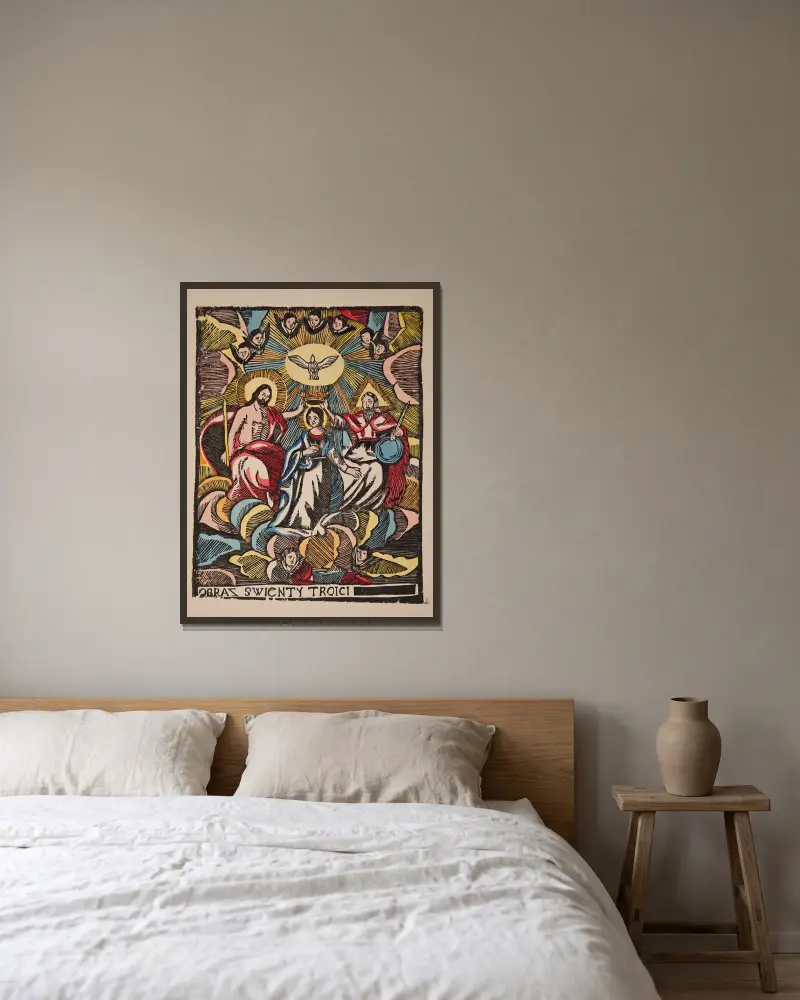 Mariakrönung von Zygmunt Łazarski gerahmt an einer Wand