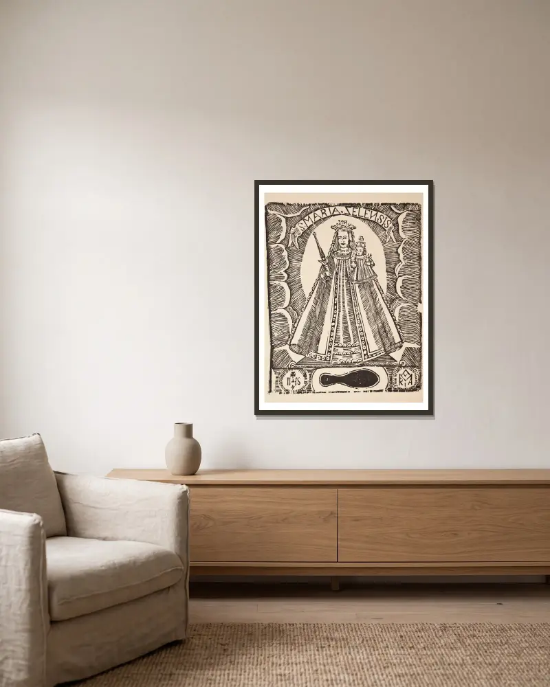 Our Lady of Mariazell, 1921 – nr 2 av Zygmunt Łazarski inramad på en vägg