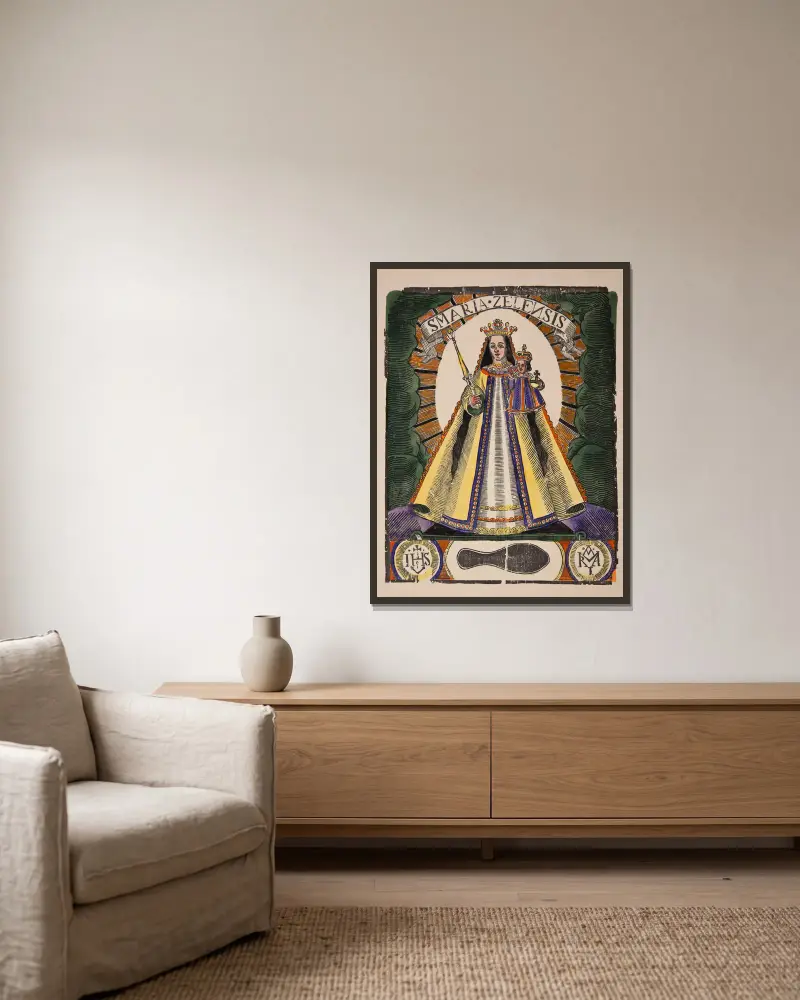 Our Lady of Mariazell, 1921 – nr 1 av Zygmunt Łazarski inramad på en vägg