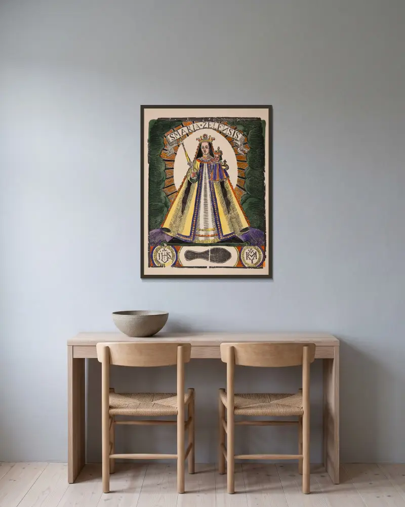 Our Lady of Mariazell, 1921 – nr 1 av Zygmunt Łazarski inramad på en vägg