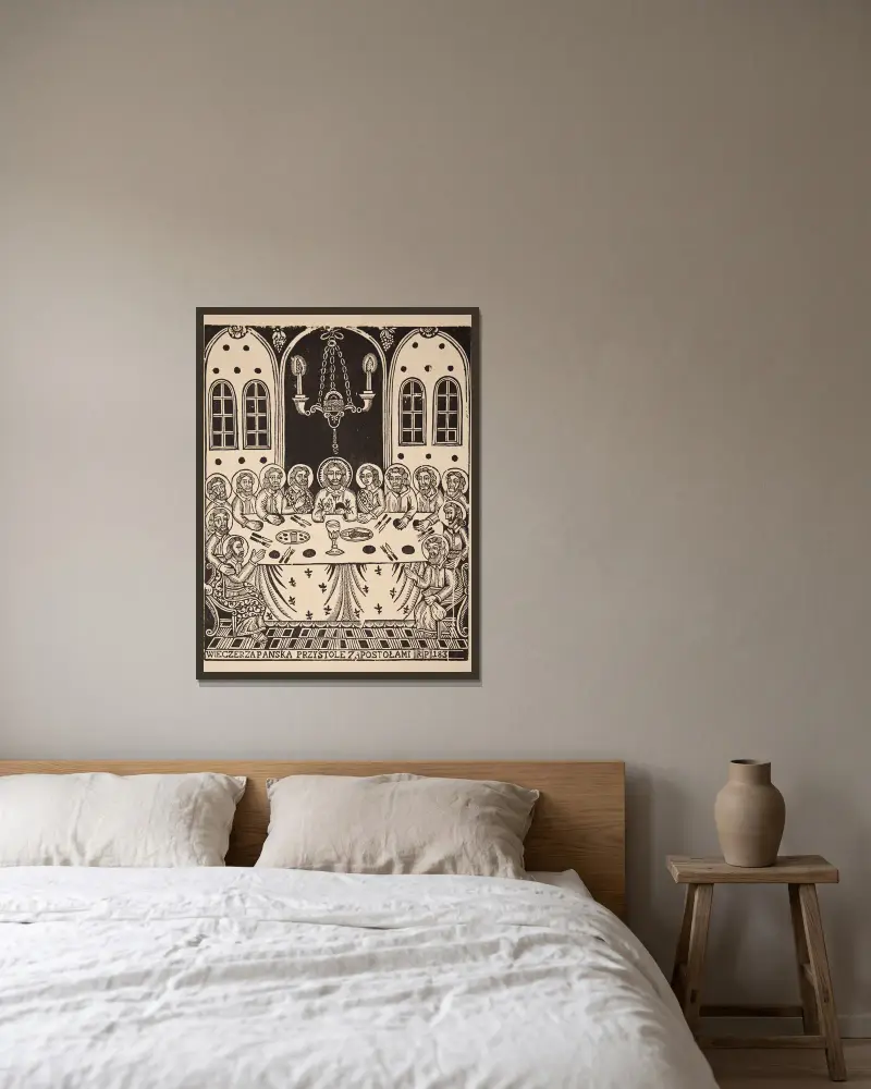 Das Abendmahl von Zygmunt Łazarski gerahmt an einer Wand