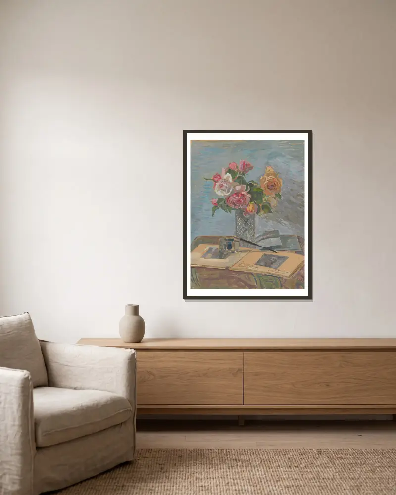 Bouquet of roses av Zygmunt Waliszewski inramad på en vägg