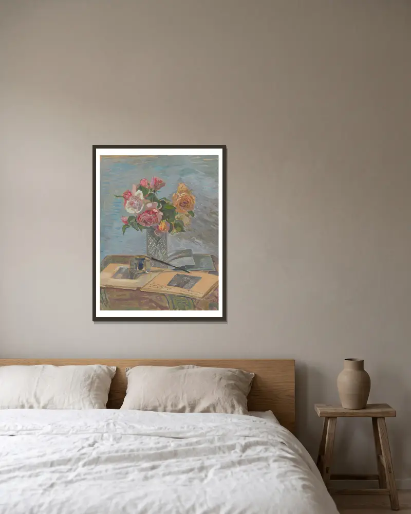 Bouquet of roses av Zygmunt Waliszewski inramad på en vägg