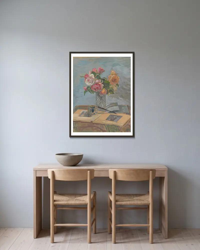 Bouquet of roses av Zygmunt Waliszewski inramad på en vägg