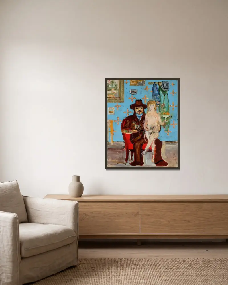Painter and model av Zygmunt Waliszewski inramad på en vägg