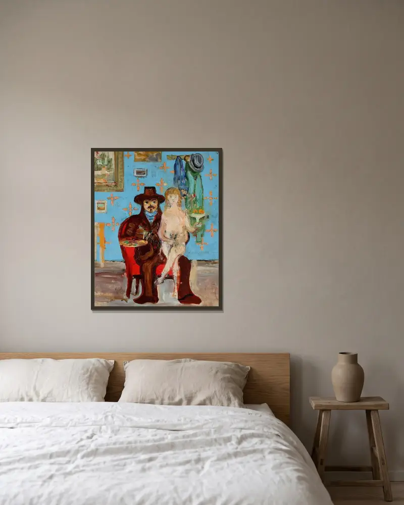 Painter and model av Zygmunt Waliszewski inramad på en vägg