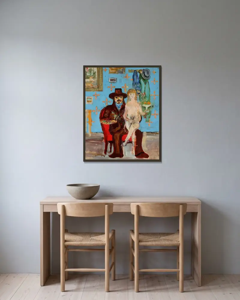 Painter and model av Zygmunt Waliszewski inramad på en vägg