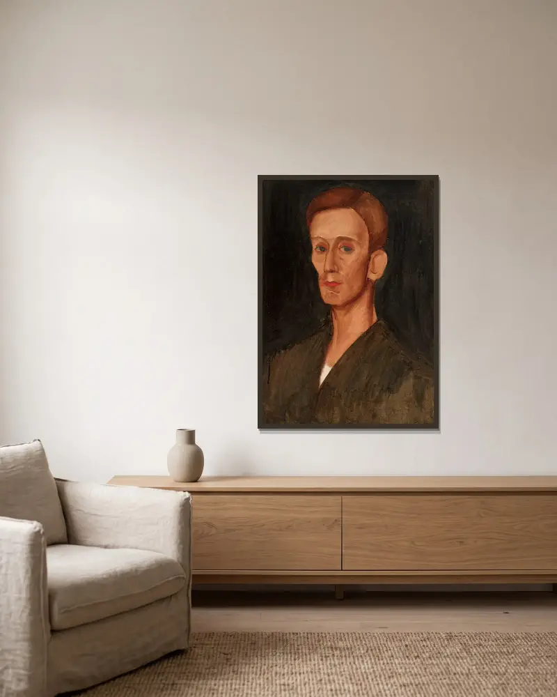 Portrait of Józef Czapski av Zygmunt Waliszewski inramad på en vägg