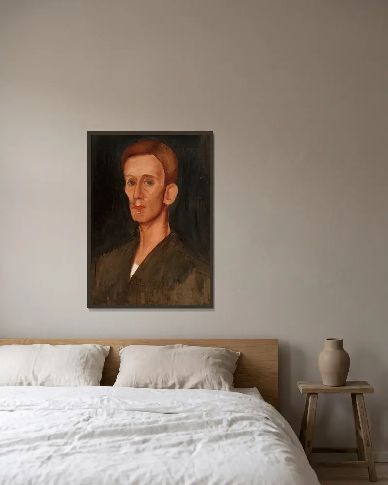 Portrait of Józef Czapski av Zygmunt Waliszewski inramad på en vägg