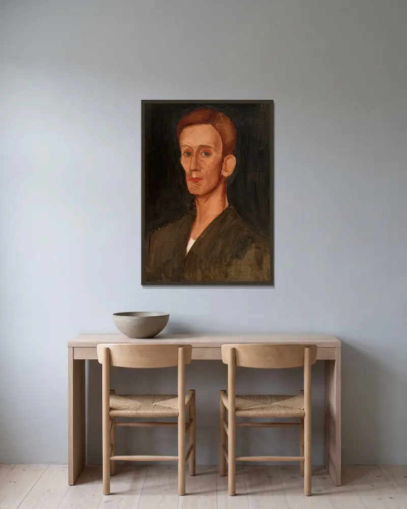 Portrait of Józef Czapski av Zygmunt Waliszewski inramad på en vägg