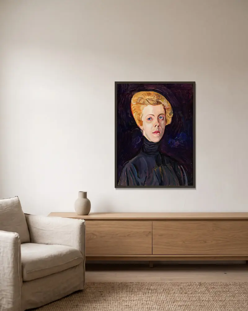 Portrait of Ms T. av Zygmunt Waliszewski inramad på en vägg