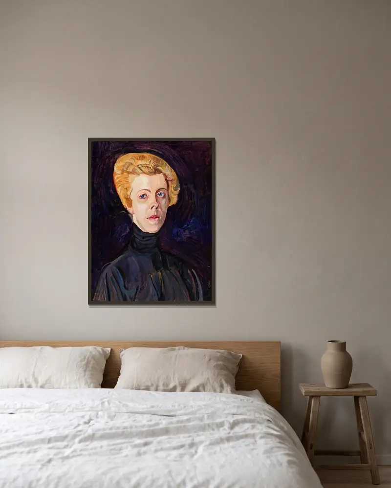 Portrait of Ms T. av Zygmunt Waliszewski inramad på en vägg