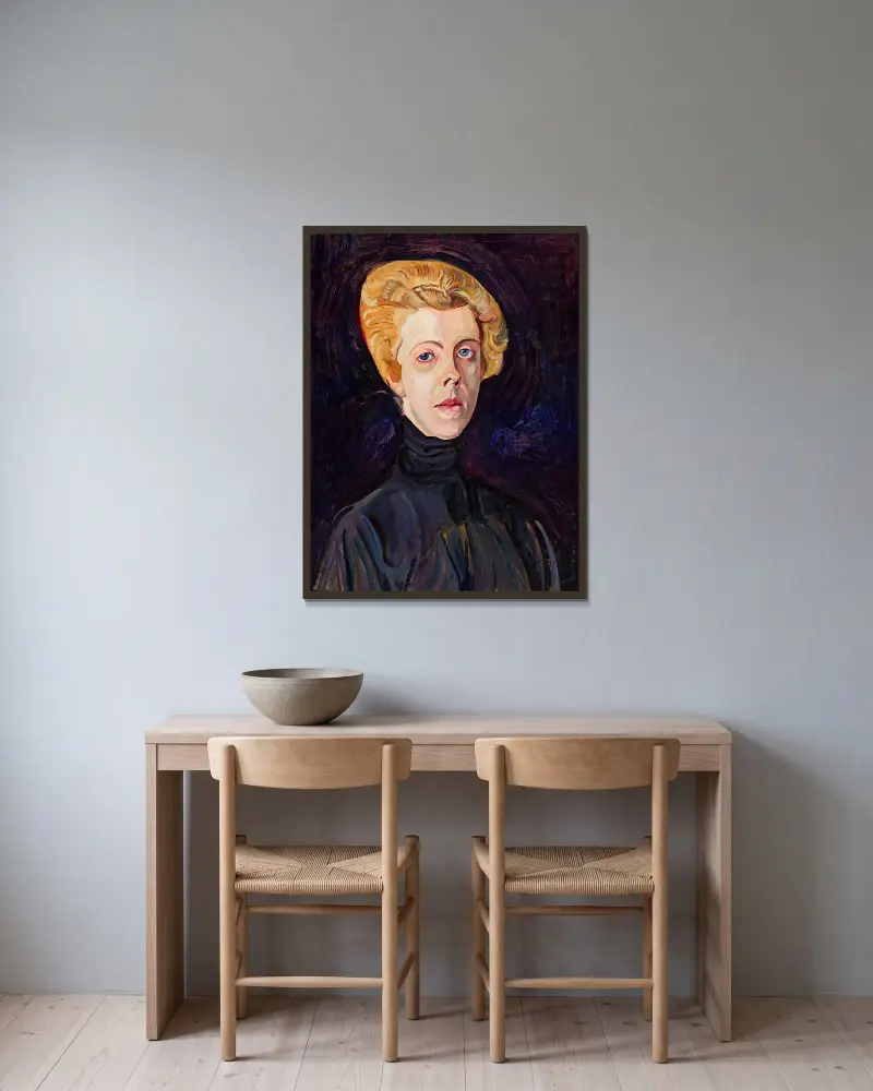 Portrait of Ms T. av Zygmunt Waliszewski inramad på en vägg