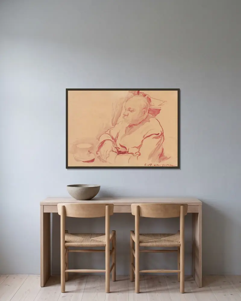 Portrait of painter Nikolay V. Sklifosovsky av Zygmunt Waliszewski inramad på en vägg