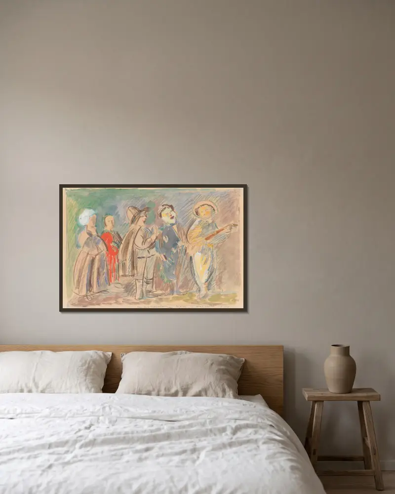 Singende Jungen von Zygmunt Waliszewski gerahmt an einer Wand