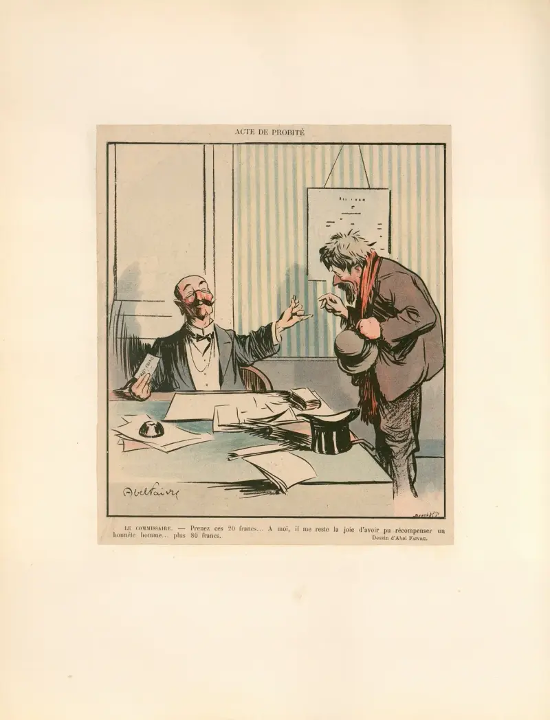 Le commissaire. – Prenez ces 20 francs av Abel Faivre
