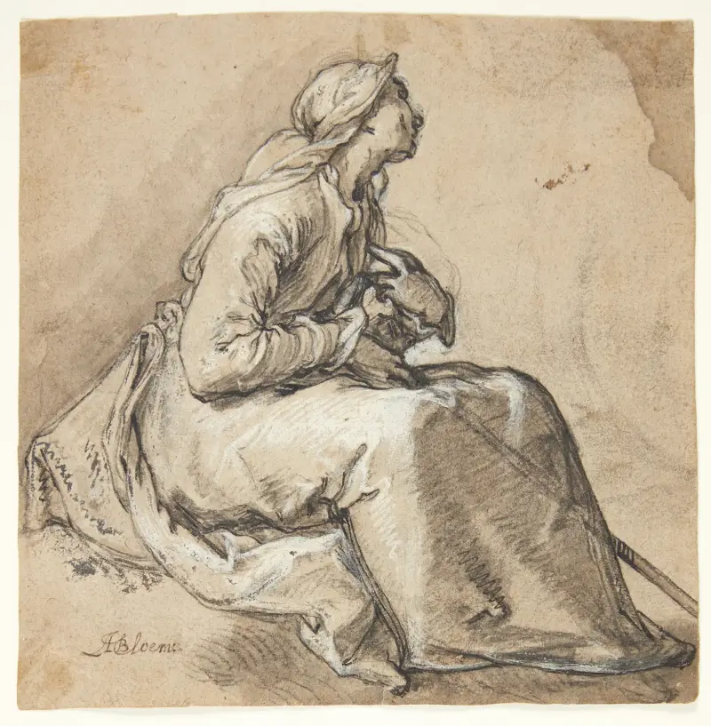 A seated woman facing right av Abraham Bloemaert