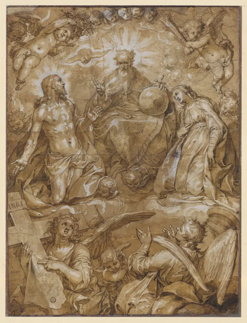 Intercession of Christ and Mary before God the Father av Abraham Bloemaert