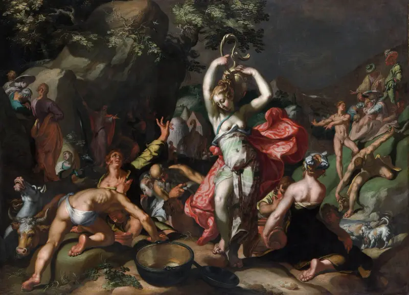 Moses slår vatten ur klippan av Abraham Bloemaert