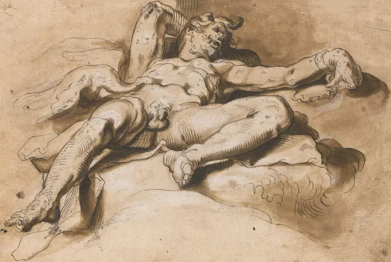 Prometheus fjättrad, grågamen som sliter hans lever av Abraham Bloemaert
