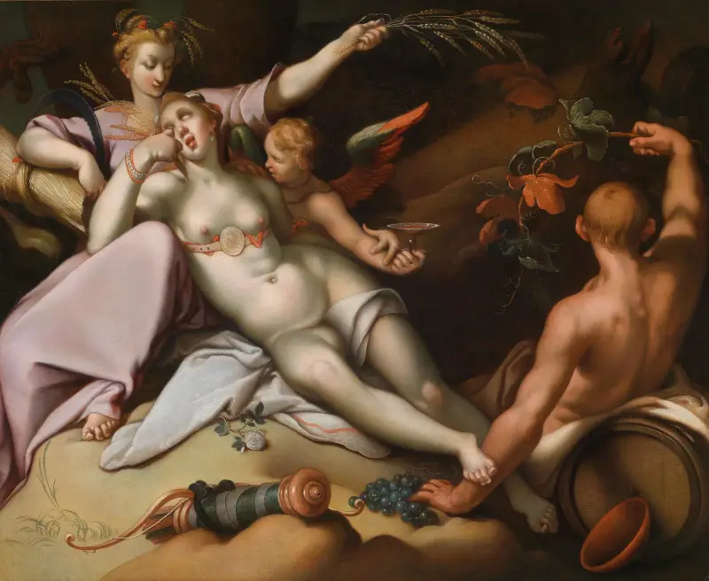 Sine Baccho Et Cenere Friget Venus av Abraham Bloemaert