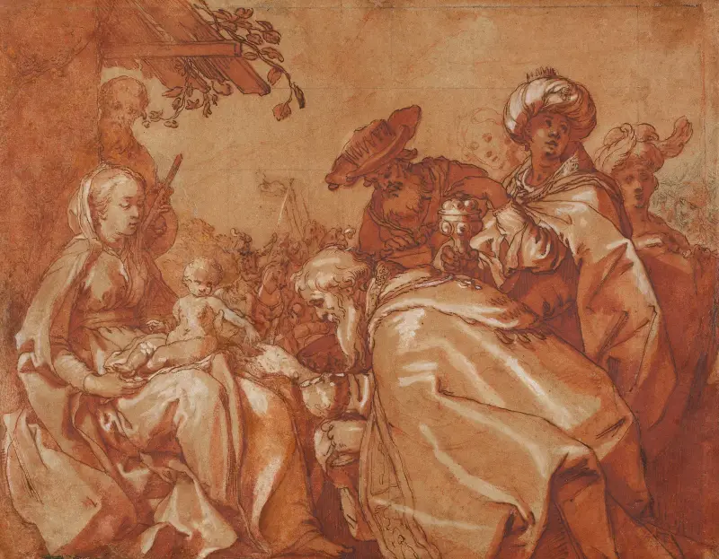 The adoration of the Magi av Abraham Bloemaert