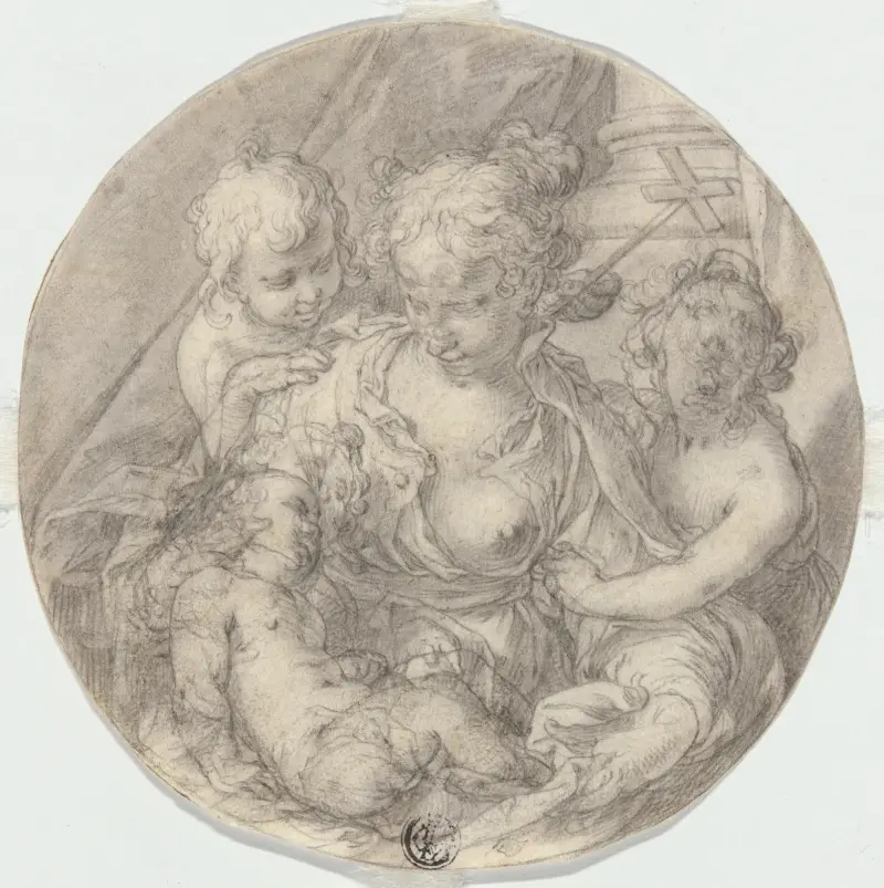 The Madonna with the Christ Child, with the infant John the Baptist and another Child (Caritas) av Abraham Bloemaert