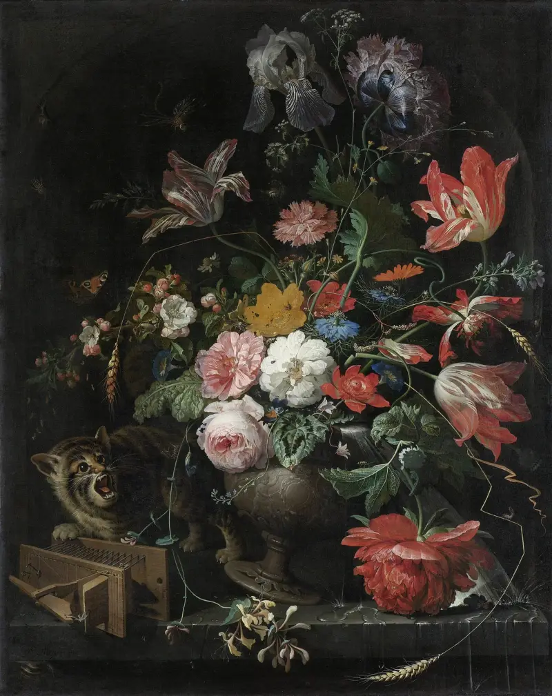 Der umgestürzte Blumenstrauß von Abraham Mignon