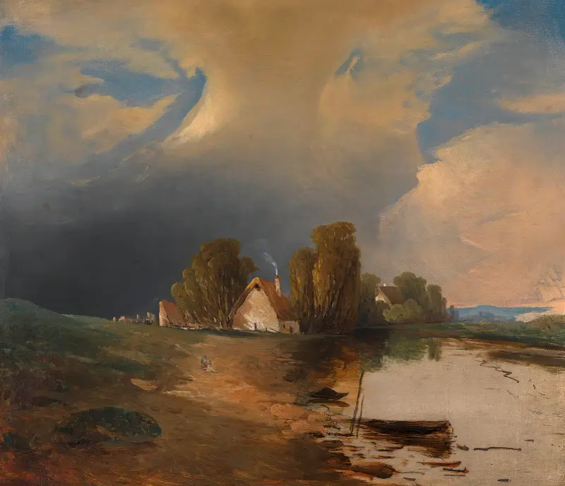 Partie aus den westungarischen Donauauen mit aufsteigendem Gewitter av Adalbert Stifter
