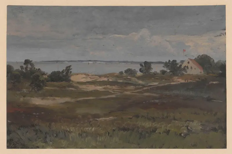 Wasserlandschaft mit Ahlbeck auf der Insel Usedom von Adolf Dressler