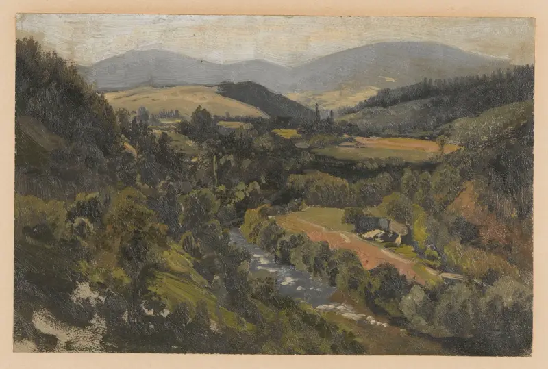 Vy över en bergsdal och Pradedkedjan av Adolf Dressler
