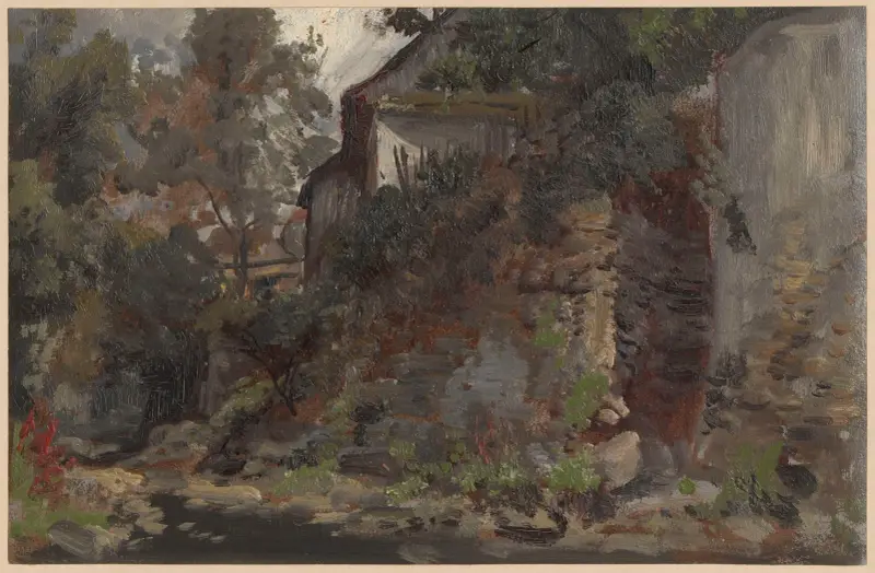 View of buildings on the Jedlica near Kowary av Adolf Dressler