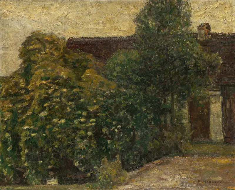 Träd framför huset av Adolf Hölzel