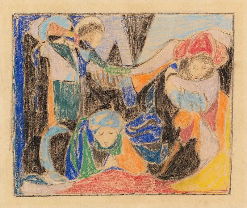 Tre figurer i landskap av Adolf Hölzel