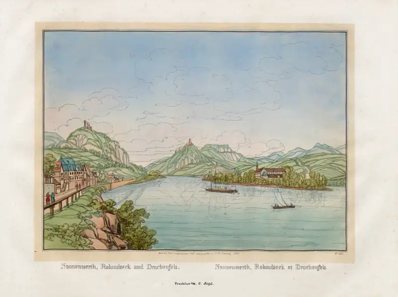 Nonnenwerth, Rolandseck et Drachenfels av Johann Adolf Lasinsky