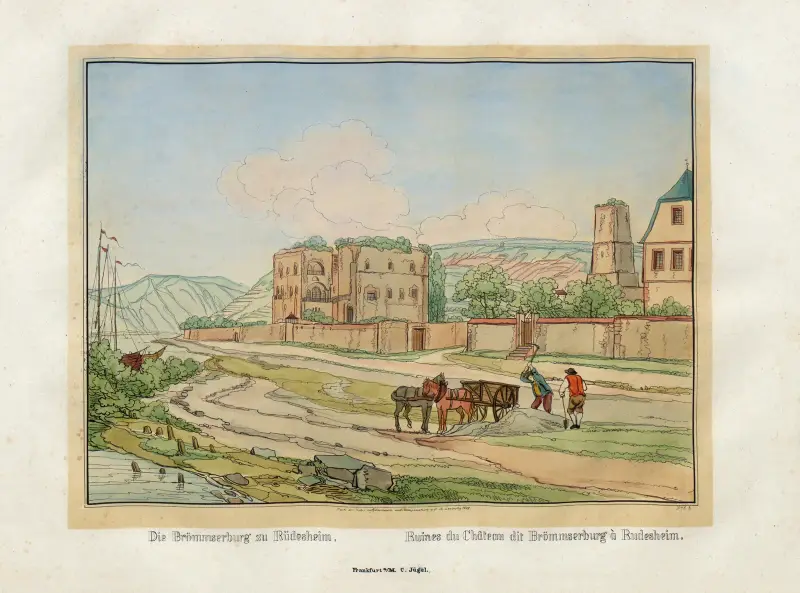 Ruinerna av borgen Brömmserberg vid Rüdesheim av Johann Adolf Lasinsky