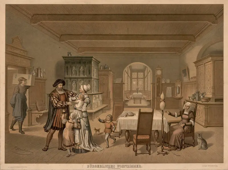 Bürgerliches Wohnzimmer. XVI. Jahrhundert av Adolf Lehmann