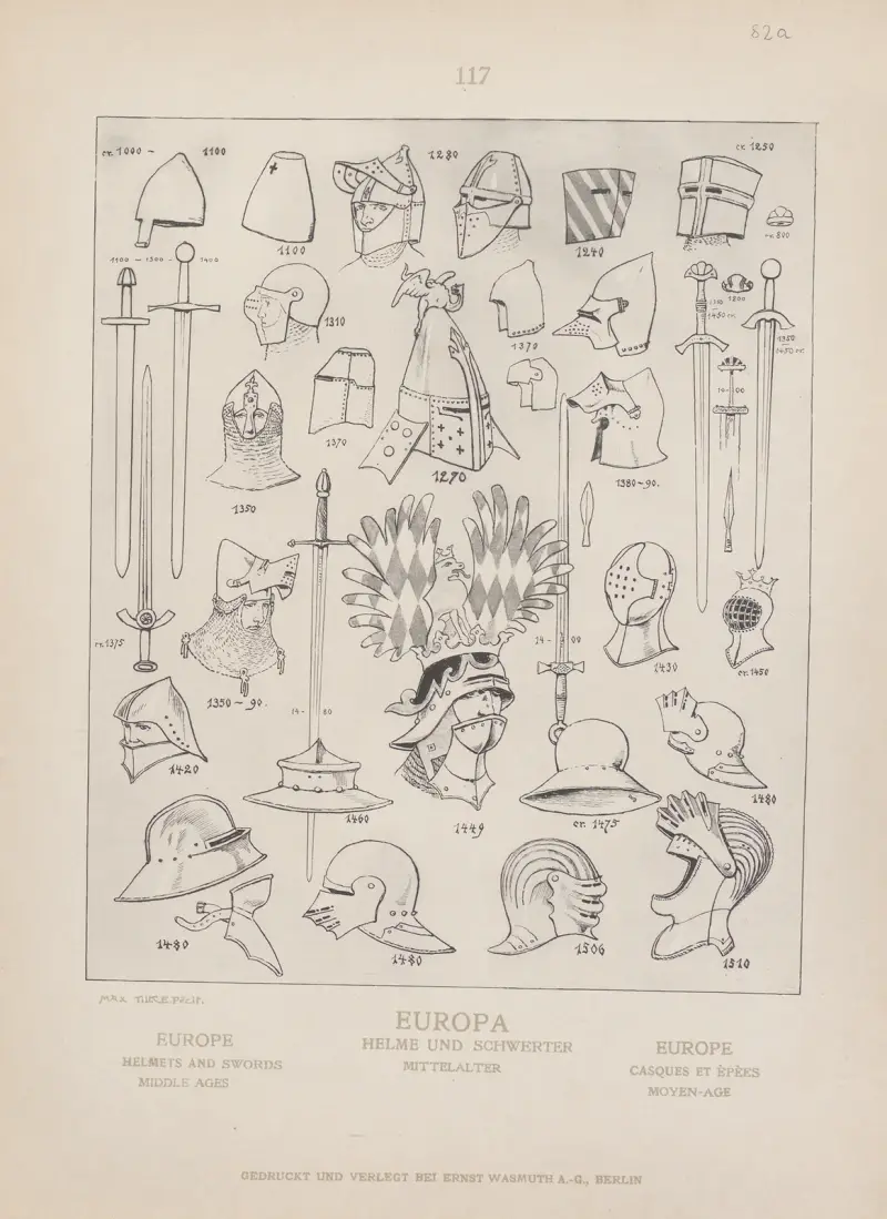 Europe; Helmets and swords; middle ages av Adolf Rosenberg