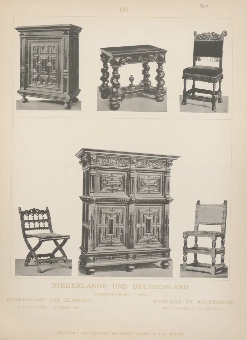 Netherland and Germany; XVIIth century – Furniture av Adolf Rosenberg