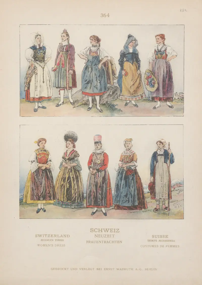 Schweiz; Moderna tider; Kvinnodräkt av Adolf Rosenberg