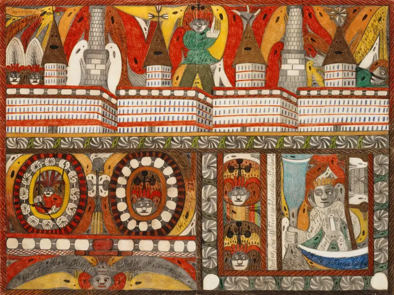 Die furchtbare Riesen=Brunst Deer Riesen=Stadt, Mutter=Kohrn,=Ost=Wand=Hall, Adolf Wölfli