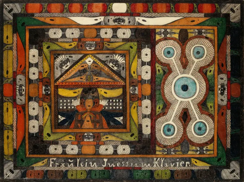 Fräulein Iness, am Klavier av Adolf Wölfli