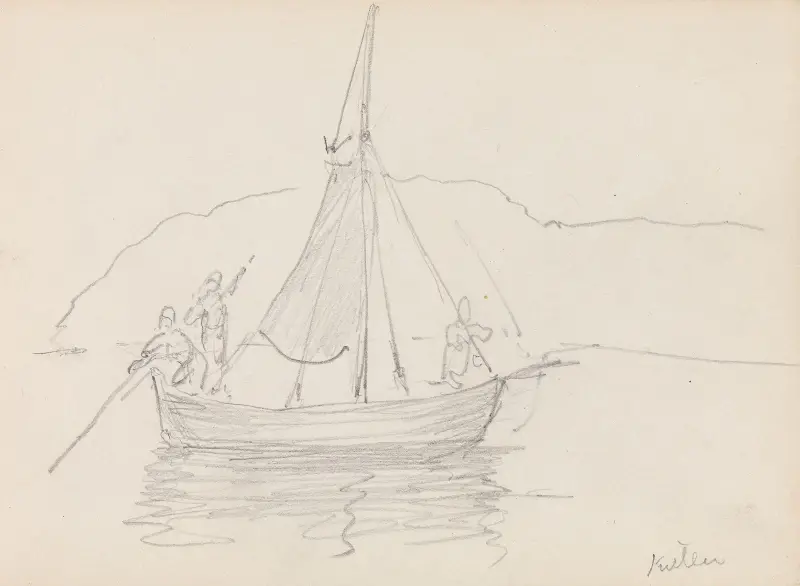 Båt med figurer, Kullen av Adolph Tidemand