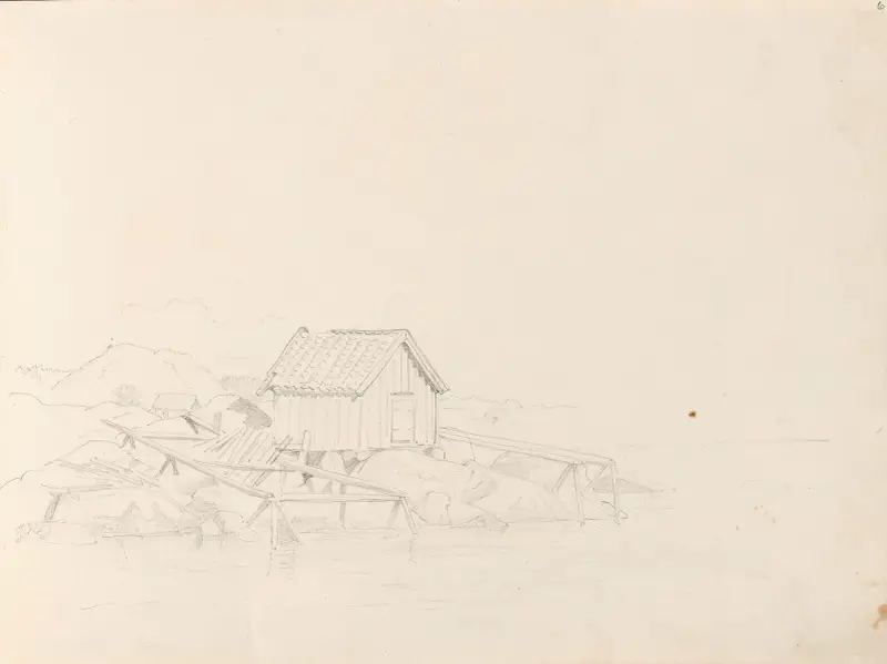 Båthus, Nevlunghavn av Adolph Tidemand