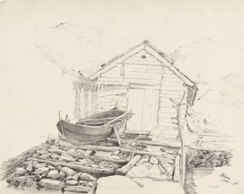 Båtnaust, Bjelkarøy av Adolph Tidemand