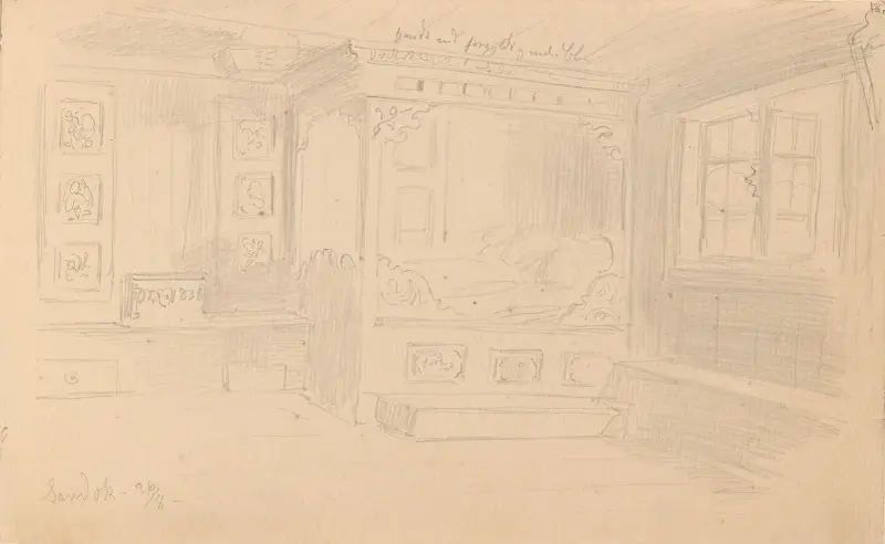 Bauernstube, Sandåk in Vinje, 1857 – Nr. 3 von Adolph Tidemand