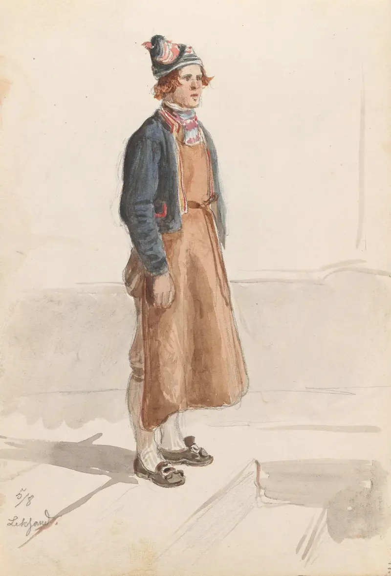 Draktstudie, Leksand av Adolph Tidemand