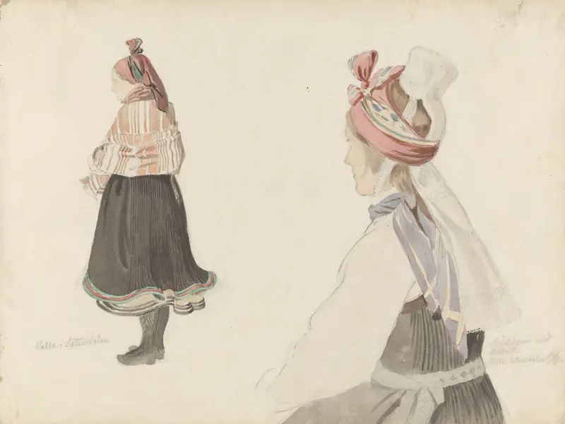 Draktstudier, Valle i Setesdal av Adolph Tidemand