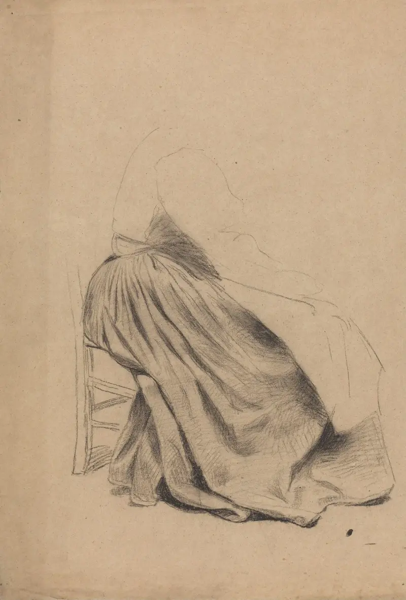 Draperistudie av Adolph Tidemand
